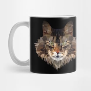 Maine Coon Cat Polygon Art - Coloured Mug